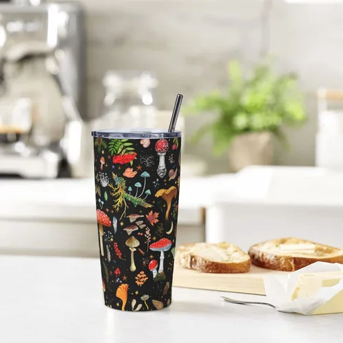 Miniatura 9 de Taza de hongos, taza de hongos, regalos de hongos, taza de café de 20 onzas, taza de viaje aislada con tapa a prueba de fugas, vaso reutilizable