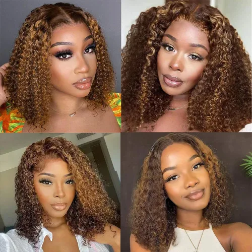 Miniatura 7 de Extensiones de cabello humano real rizado con clip, balayage, color marrón chocolate a rubio caramelo, 8 piezas con 18 clips, 4.23 oz/juego