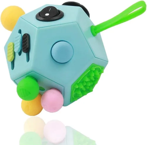 Miniatura 12 de Juguetes de Cubo de 12 Lados, Cubo de Juguetes Fidget Alivia el Estrés y la Ansiedad para Niños y Adultos con TDA, TOC, TDAH, Autismo (Negro / B2)