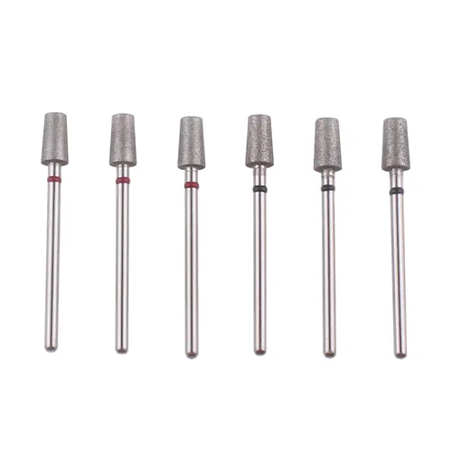 Miniatura 9 de Juego de brocas de cutícula de barril cónico con funda, 6 brocas de diamante profesional para preparación de uñas, herramienta eléctrica de uñas
