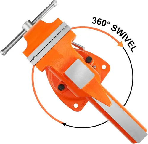 Miniatura 4 de PONY Tornillo de banco resistente, ancho de mandíbula de 5-pulgadas, apertura de mandíbula de 7-pulgadas, base giratoria de 360 grados con yunque
