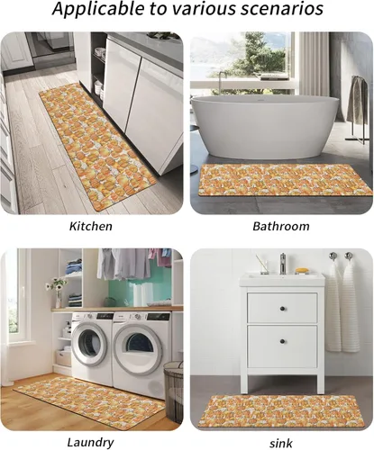 Miniatura 6 de Tapete de baño con diseño abstracto de calabazas para bañera, antideslizante, de secado rápido y absorbente, de tierra de diatomeas, para ducha