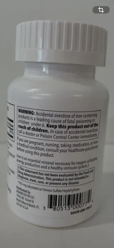 Miniatura 3 de Puregen Labs - Suplemento de hierro de alta potencia con sulfato ferroso de 325 mg (65 mg de hierro elemental), sin aditivos de color artificial