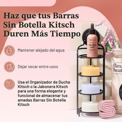 Miniatura 8 de Kitsch Juego de champú y acondicionador de aceite de ricino, aceite de ricino orgánico, cuidado del cabello para cabello opaco y seco, jabón
