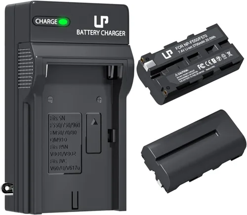 LP Batería NP-F550 2-Pack 2700mah y cargador para Sony NP F550, F530, F970, F960, F770, F750, F330, CCD-SC55, TR516, TR716, TR818, TR910, TR917