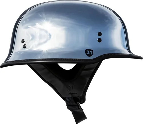 Miniatura 2 de Highway 21 Medio casco de 0.354 in para motocicleta, aprobado por DOT, protección de crucero ligero de perfil bajo, certificado FMVSS 218 (cromo, XS)