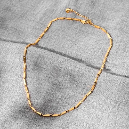 Miniatura 5 de GDCOIN Delicada gargantilla de cadena de oro de 18 quilates, chapado al vacío, cubano, clip Figaro Mariner con cuentas de rombo, cadena de eslabones