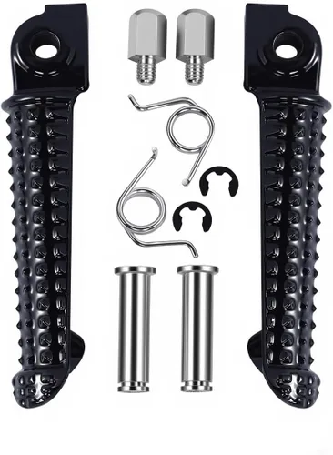 Estriberas delanteras compatibles con Yamaha YZF R1 R6 R6S, reposapiés de motocicleta de aluminio negro con textura de alto agarre, pedales