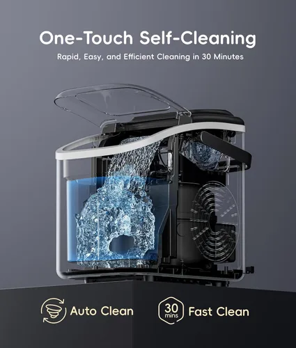 Miniatura 6 de ecozy Máquina de hielo portátil, 8 cubos en 6 minutos, 26 libras/día, máquina para hacer hielo con 2 tamaños de hielo, máquina de hielo