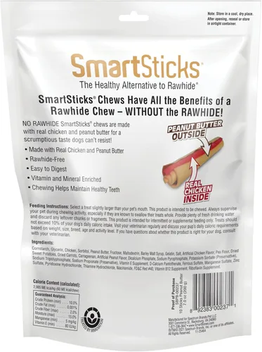 Miniatura 2 de SmartBones - SmartSticks con mantequilla de maní real, masticables sin piel para perros, 10