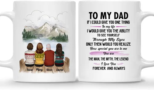 Miniatura 17 de Gossby Taza personalizada (3 hijas) Thank You Dad For Everything, taza personalizada para papá, de regalo, día del padre, cumpleaños, 11 onzas, 15 3