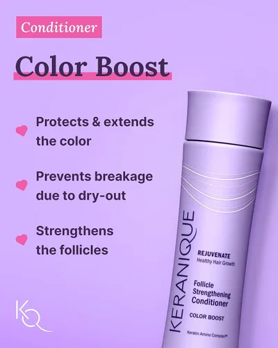 Miniatura 4 de Keranique Juego de champú y acondicionador tratado con color con spray para engrosar el cabello, juego de refuerzo de color enriquecido