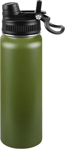 Miniatura 36 de Botella de agua aislada de 22 onzas, tapa 2 en 1 a prueba de fugas (sorbo/pajilla) + asa, botella de acero inoxidable para deportes, viajes, trabajo