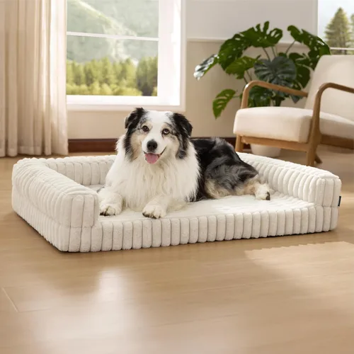 Miniatura 20 de Bedsure - Cama ortopédica para perros medianos, camas impermeables de espuma viscoelástica medianas con lados, sofá de espuma de nido de abeja