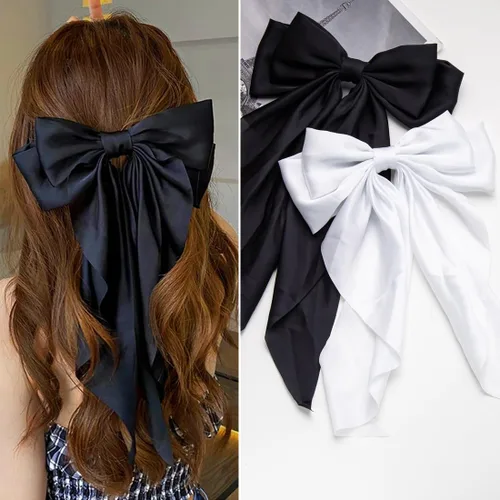 Lazos para el cabello, 2 lazos de cinta para mujeres y niñas, de gran tamaño, de cola larga, linda, estética, pasadores grandes para el cabello
