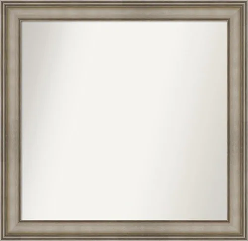 Miniatura 279 de Amanti Art Espejo de baño plateado para sobre el fregadero, 26 x 26 pulgadas, espejo cuadrado de plata antigua, marco de madera tradicional mediano