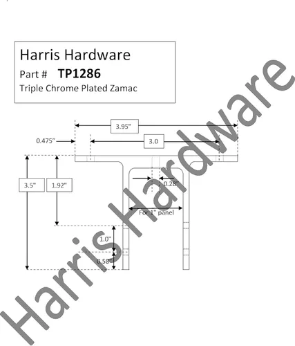 Miniatura 3 de Harris Hardware TP1286 Dos orejas Die Cast Zamac Orinal Screen Bracket para paneles de 1 ", cromado