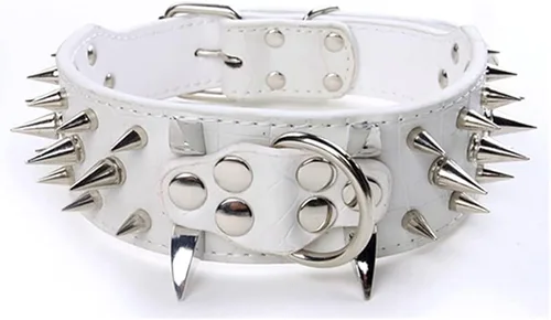 Miniatura 31 de Collar de cuero para perro, collar de perro con pinchos y tachuelas para perros medianos y grandes Pit Bull Mastiff Bully Boxer (S, rosa intenso)