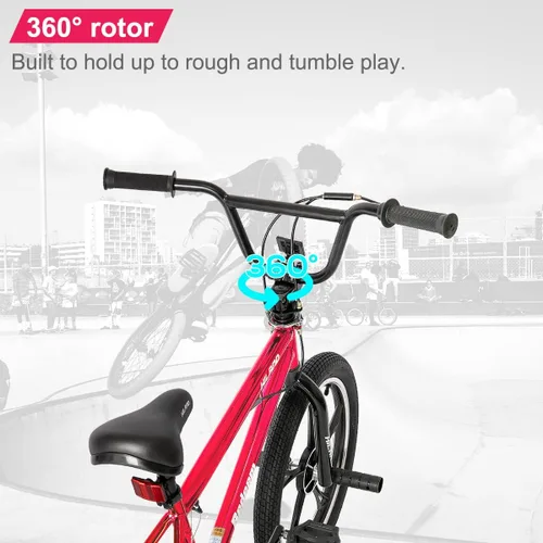 Miniatura 3 de Hiland - Bicicleta BMX de 20 pulgadas para niños y niñas de 5 a 12 años, giro de 360 grados, 4 clavijas, bicicleta BMX de una velocidad para niños