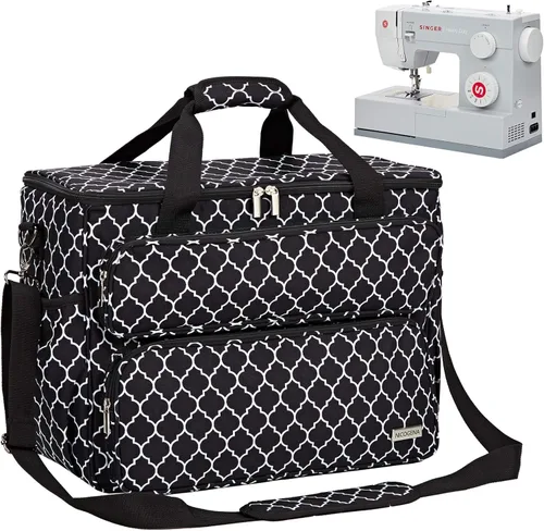 Estuche de transporte para máquina de coser, bolsa de viaje universal con correa para el hombro para cantante, hermano, Janome y accesorios, 2-Negro