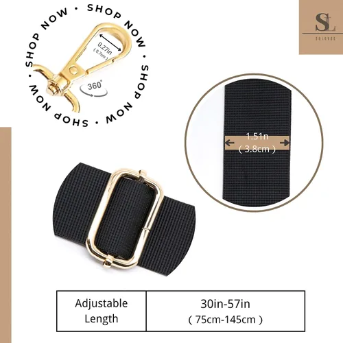 Miniatura 200 de S&loyoe Correas de repuesto para bolso, correa ajustable para bolsa cruzada, correas de guitarra anchas para bolsos de 1.5 pulgadas