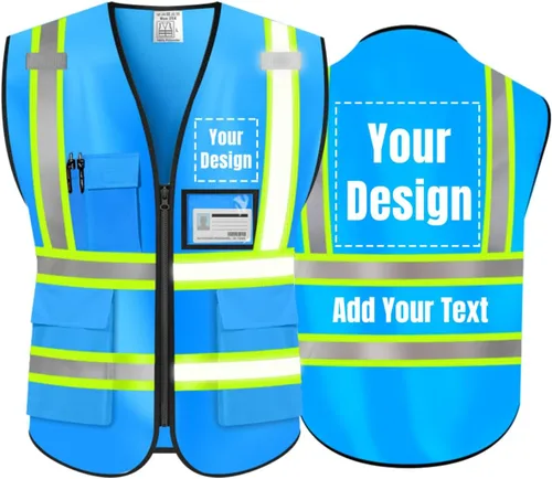 Miniatura 19 de Chaleco de Seguridad Reflectante de Alta Visibilidad Personalizable con Logo y 5 Bolsillos Hi Vis Chaleco Ropa de Trabajo Protectora para Exteriores