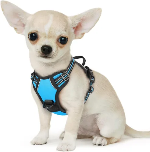 Miniatura 19 de Eagloo Arnés para perro pequeño, sin tirones, chaleco de servicio con tiras reflectantes y asa de control, ajustable y cómodo para caminar, arnés