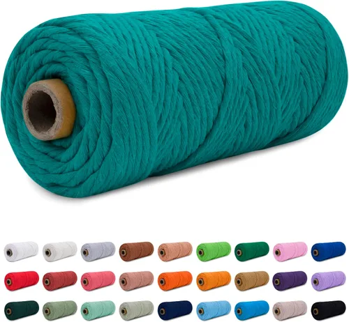 Miniatura 39 de CAMAL Cordón de macramé de 0.157 in x 109 yardas (328.1 ft), cuerda de algodón de color para tejer, manualidades, colgar en la pared, proyectos