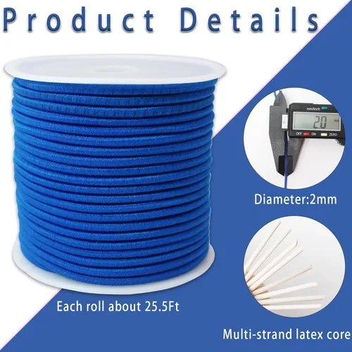 Miniatura 2 de 12 rollos de cuerda elástica colorida de 2 mm de diámetro, cuerda elástica redonda azul con cuentas para cuentas de burbuja de silicona Pony