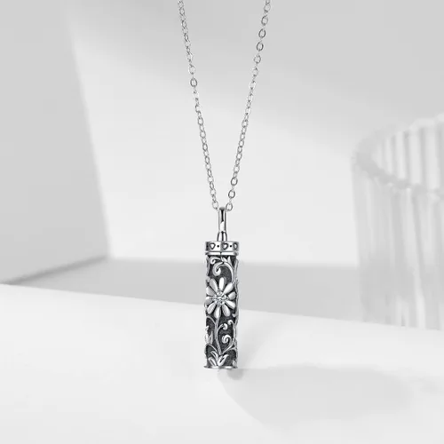Miniatura 3 de Collar con colgante de urna de cenizas de cremación y árbol de la vida para mujer, plata de ley US1