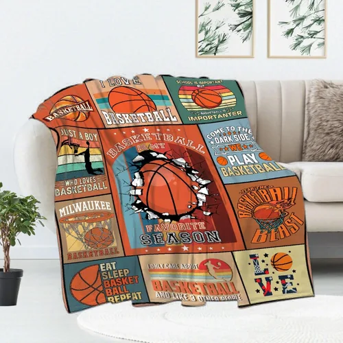 Miniatura 2 de Manta de regalo de baloncesto para niños, hombres y niñas, juego de pelota deportiva con la frase "Basketball Is My Favorite Season", 40 x 50 El