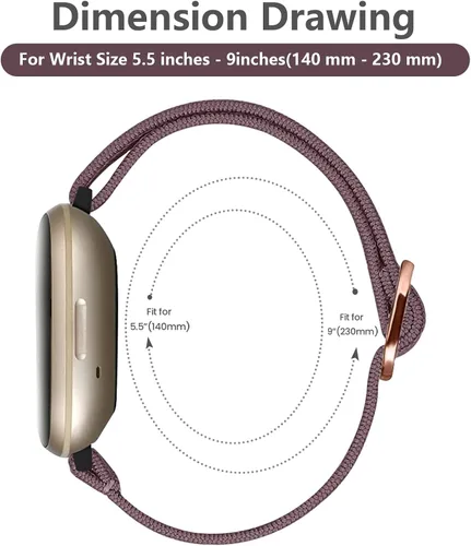Miniatura 5 de Paquete de 4 correas elásticas de nailon, compatibles con Fitbit Versa 4/Fitbit Versa 3/Fitbit Sense 2/Fitbit Sense, correa ajustable suave
