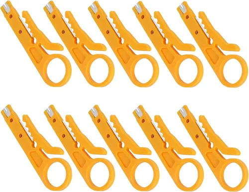 Miniatura 7 de Tnfeeon Mini pelacables, 10 unidades de pelacables de red para líneas de datos CAT-5, CAT-5e y CAT-6 con un diámetro de 0.197-0.244 in, ABS y acero