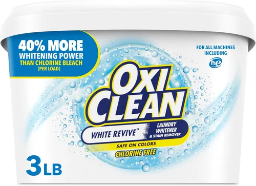 OxiClean White Revive - Blanqueador de ropa y polvo quitamanchas, alternativa al blanqueador para lavandería, 3 libras