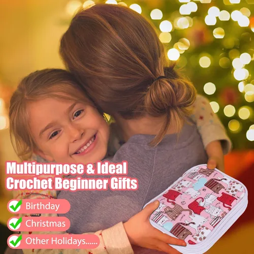 Miniatura 8 de Katech - Kit de ganchos de ganchillo con estuche, juego de 85 piezas de ganchillo, ganchos ergonómicos para tejer, agujas de tejer, kits de hilo