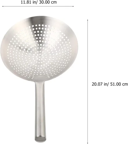 Miniatura 3 de Yardwe Cuchara de acero inoxidable espesada de 20.07 pulgadas de malla fina para freír colador para cocina, pasta, filtrado de carne vegetal