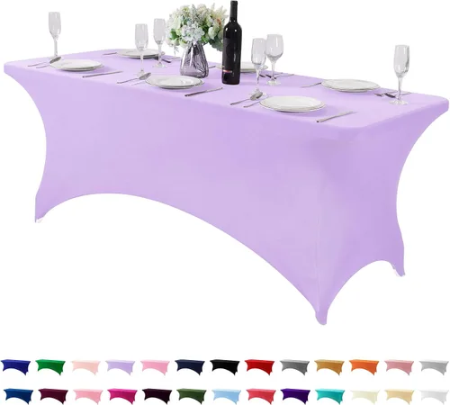 Miniatura 154 de Mantel de elastano para mesas de 4, 6 u 8 pies, mantel elástico universal ajustable para fiestas, banquetes, bodas y eventos - Verde manzana
