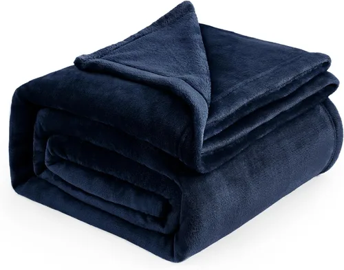 Bedsure GentleSoft - Mantas de forro polar azul marino tamaño Queen - Manta de cama azul suave ligera afelpada difusa acogedora microfibra de lujo,