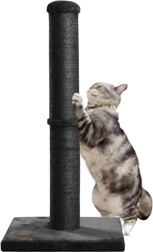 Karolpar Poste rascador para gatos de 34 pulgadas con cuerda de sisal natural, 4.3 pulgadas de diámetro grande, árbol rascador para gatos de Negro