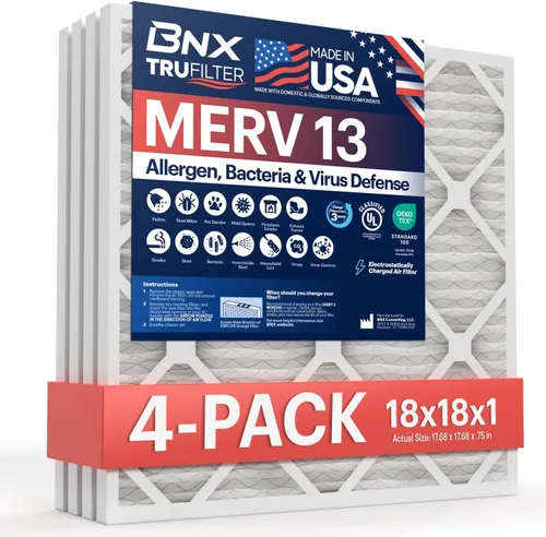 Miniatura 64 de BNX TruFilter - Filtro de aire 10 x 10 x 1 MERV 13, electrostático plisado, para aire acondicionado, HVAC y hornos, para alergias, polen, moho
