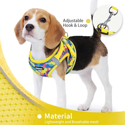 Miniatura 4 de Arnés para perro con juego de correa, arnés de paso ajustable, suave, acolchado y transpirable para perros de tamaño mediano, arnés de chaleco Rosa