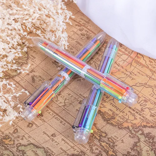 Miniatura 4 de favide Paquete de 6 bolígrafos multicolor 6 en 1 de 0.5mm, bolígrafos retráctiles de 6 colores para suministros de oficina y escuela, regalo