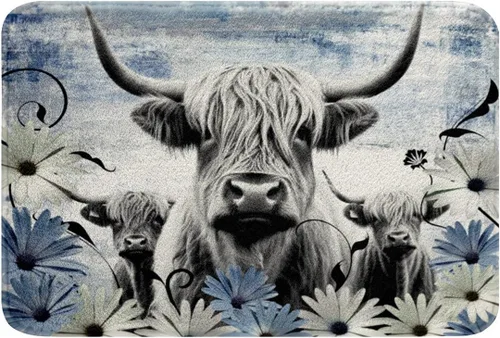 Miniatura 26 de Highland - Alfombra de baño de vaca para regalo de vaqueros, alfombra de baño de granja occidental de 20 x 32 pulgadas, tapete de baño de animales