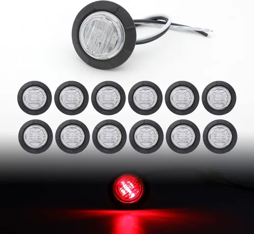 Miniatura 10 de TMH Luces marcadoras laterales redondas de 1-1/4 pulgadas, 6 luces LED de bala blanca, luces marcadoras LED de remolque, montaje en superficie