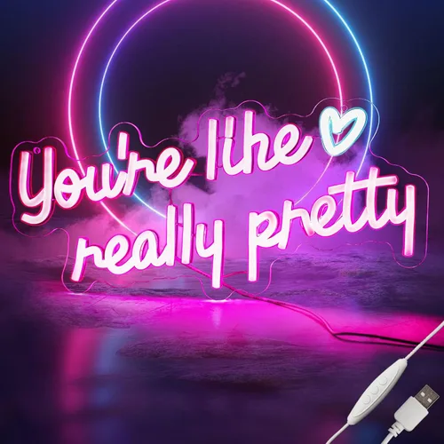 Miniatura 19 de Good Vibe - Letrero de neón con luces LED de neón rosadas, decoración de pared para dormitorio, letrero LED alimentado por USB para decoración