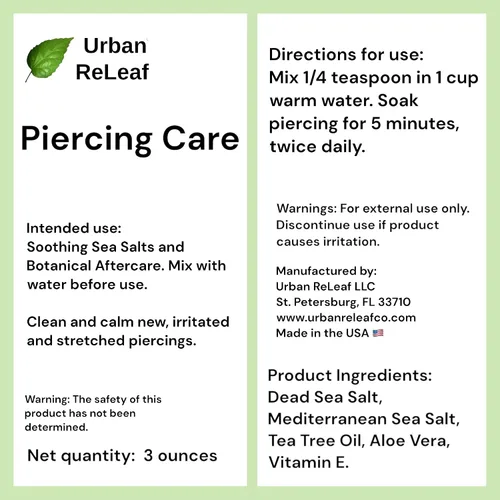 Miniatura 7 de Urban ReLeaf Cuidado de los piercings - Sal marina curativa y cuidado posterior botánico - Limpiar y curar de forma segura piercings nuevos