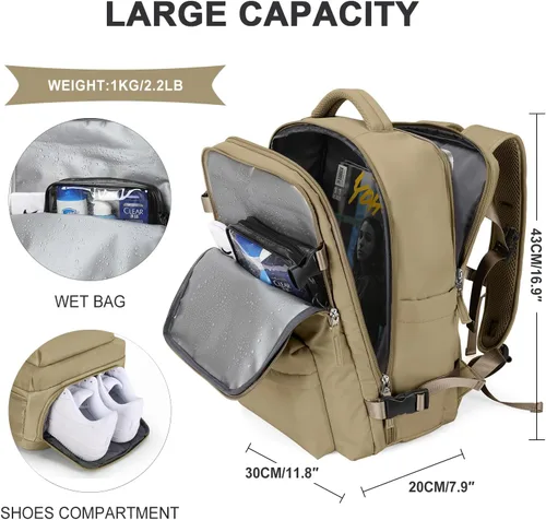 Miniatura 2 de WONHOX Mochila de Viaje Grande Equipaje de Mano Aprobada para Vuelo Mochila de Trabajo y Negocios para Laptop para Mujeres y Hombres Mochila
