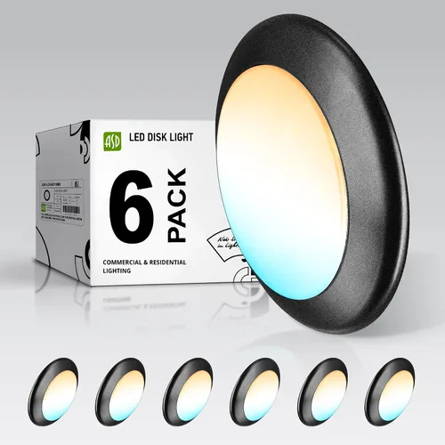 Miniatura 32 de ASD Paquete de 12 luces LED de disco de 4 pulgadas, 10 W 5CCT 2700 K-5000 K 685 lm CRI90+, luminaria de techo de montaje empotrado regulable, Bronce