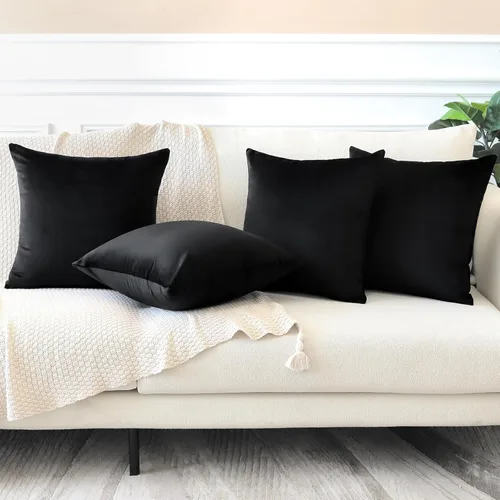 Miniatura 2 de OTOSTAR Juego de 4 fundas de cojín decorativas de terciopelo suave, fundas cuadradas sólidas para cojines, fundas de almohada de lujo para sofá