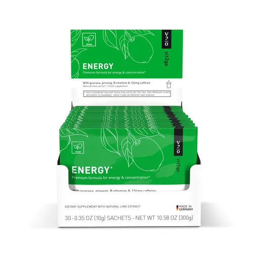 Miniatura 8 de Mezcla de bebida energética natural, 124 mg de cafeína de ginseng y guaraná, sin azúcar, polvo pre-trabajo sin choques, vitaminas B, magnesio